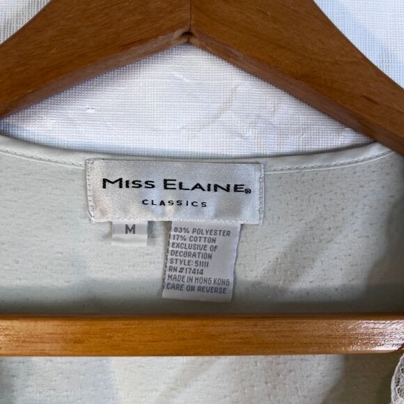 Miss Elaine Classics Vintage Nightgown Satiny Lace Detail Bodice Long Sz Medium - Picture 7 of 9